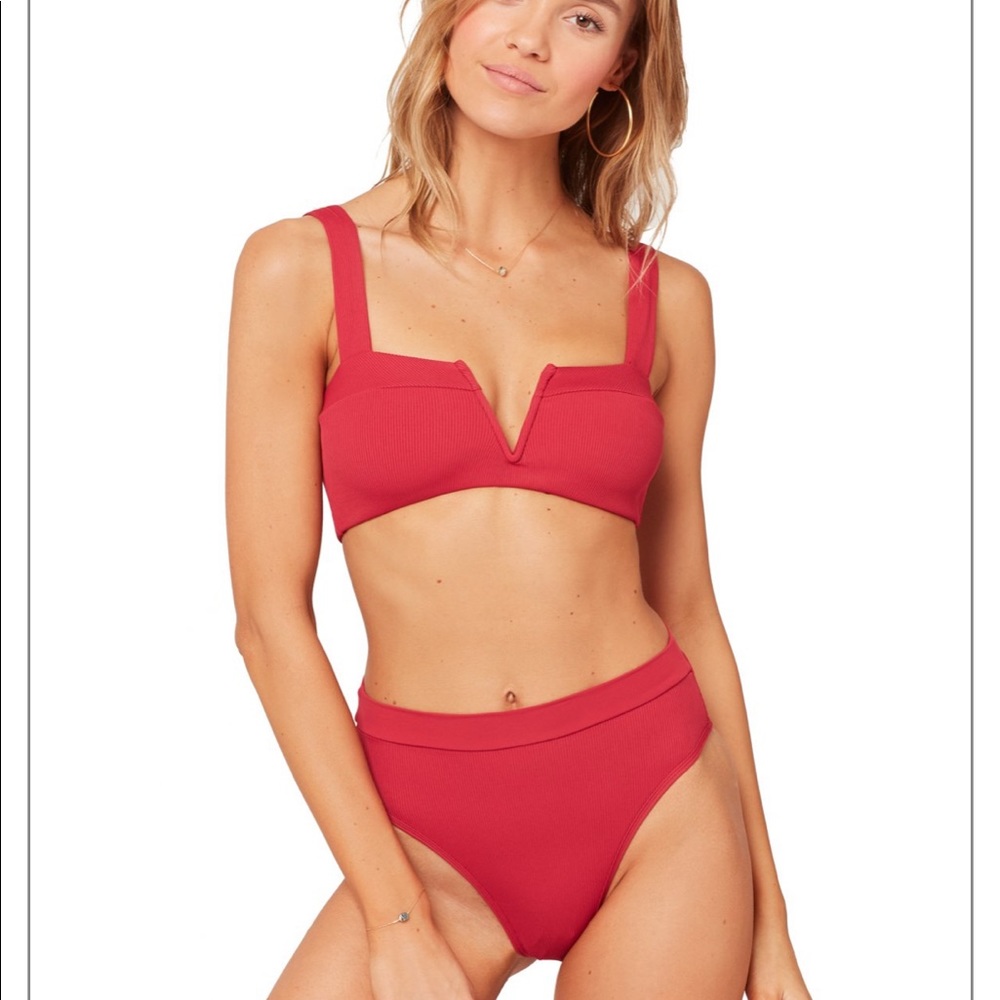 L space bikini in color strawberry